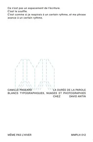 La durée de la parole : blancs typographiques, nuages et photographies chez David Antin