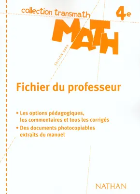 Math 4e : livre du professeur