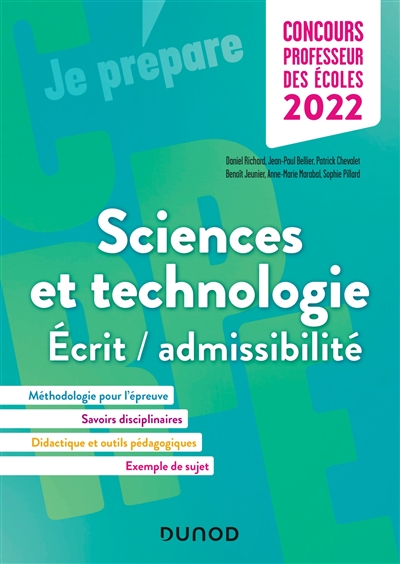 Sciences et techniques : écrit-admissibilité : concours professeur des écoles 2022