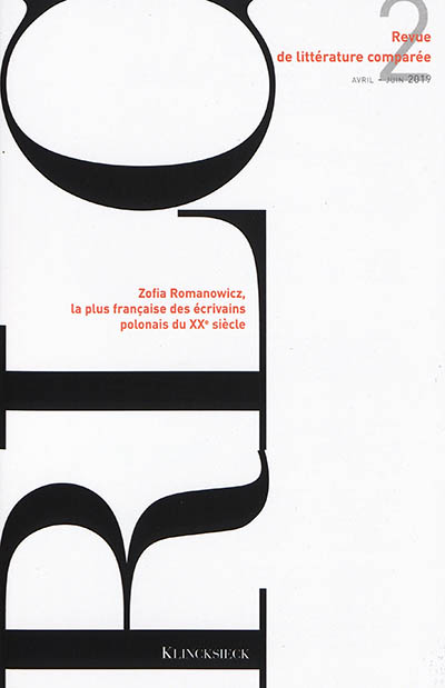 Revue de littérature comparée, n° 370. Zofia Romanowicz, la plus française des écrivains polonais du XXe siècle