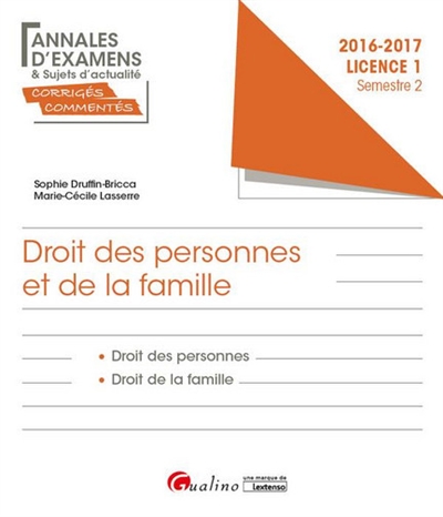 Droit des personnes et de la famille, licence 1 semestre 2 : 2016-2017