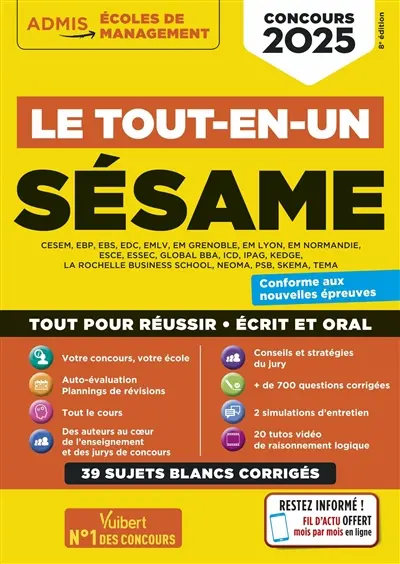 Sésame : CESEM, EBP, EBS... : le tout-en-un, concours 2025