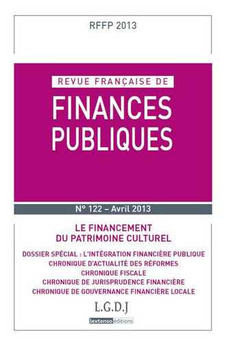 Revue française de finances publiques, n° 122. Le financement du patrimoine culturel