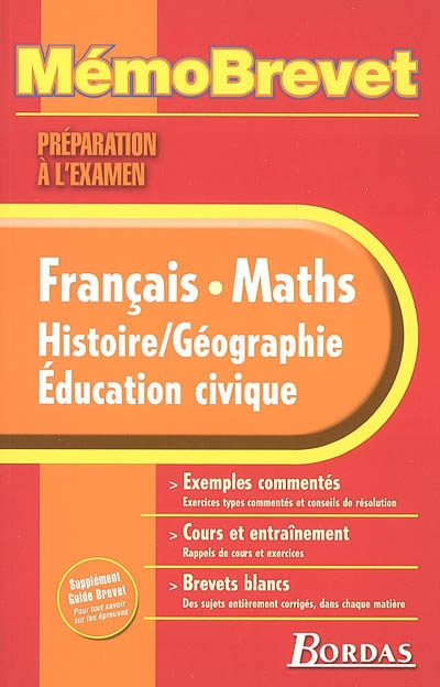 Français, maths, histoire-géographie, éducation civique