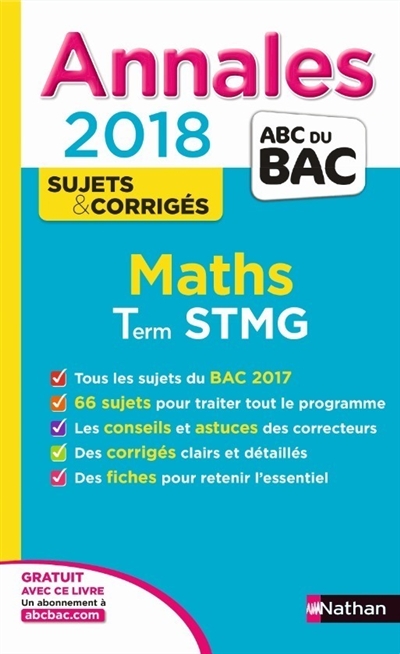 Maths terminale STMG : annales 2018