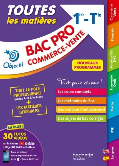 Toutes les matières bac pro commerce, vente, 1re, terminale : nouveaux programmes