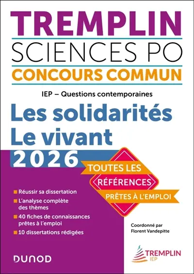 Tremplin Sciences Po, concours commun, 2026 : IEP, questions contemporaines : les solidarités, le vivant