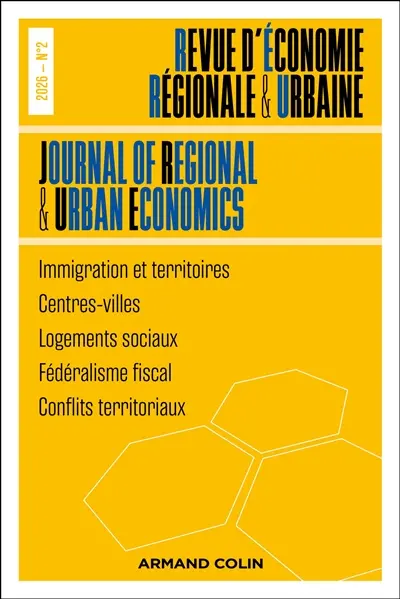 Revue d'économie régionale et urbaine, n° 2 (2026) Revue d'économie régionale et urbaine, n° 2 (2026)