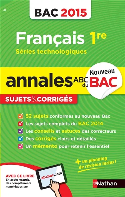 Français, 1re, séries technologiques : bac 2015