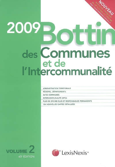 Bottin des communes et de l'intercommunalité 2009 : volume 2
