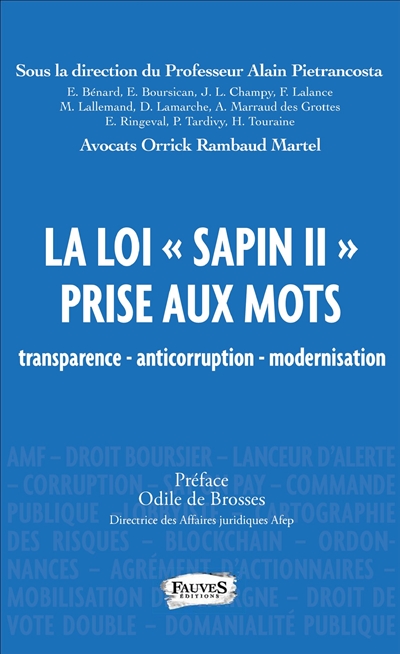 La loi Sapin II prise aux mots : transparence, anticorruption, modernisation