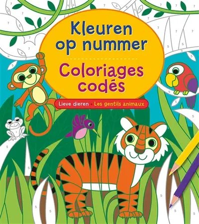 Kleuren op nummer : lieve dieren. Coloriages codés : les gentils animaux