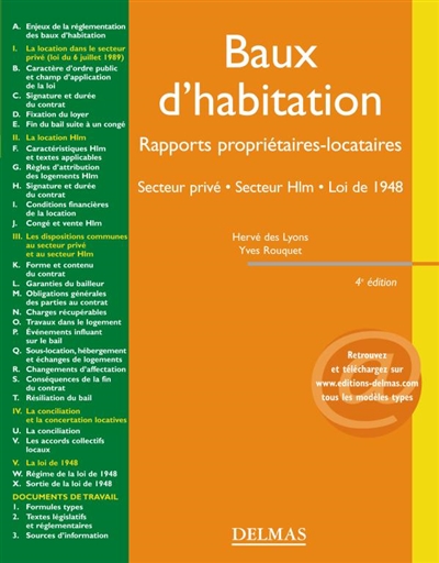 Baux d'habitation : rapports propriétaires-locataires, secteur privé, secteur HLM, loi de 1948