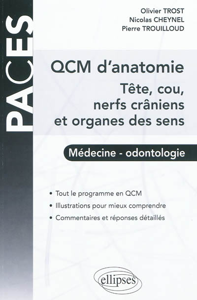 QCM d'anatomie : tête, cou, nerfs crâniens et organes des sens