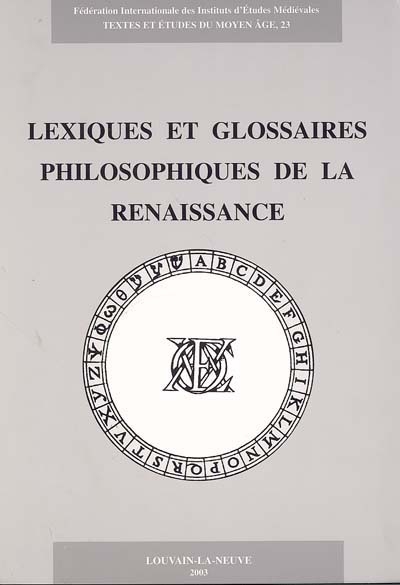 Lexiques et glossaires philosophiques de la Renaissance : actes du colloque international