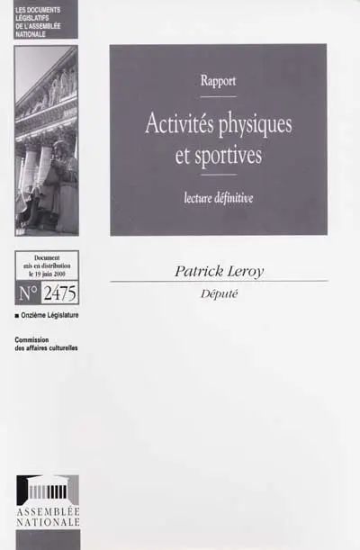 Activités physiques et sportives : rapport, lecture définitive