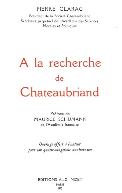 A la recherche de Chateaubriand