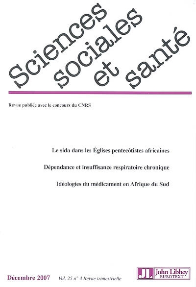 Sciences sociales et santé, n° 4 (2007)