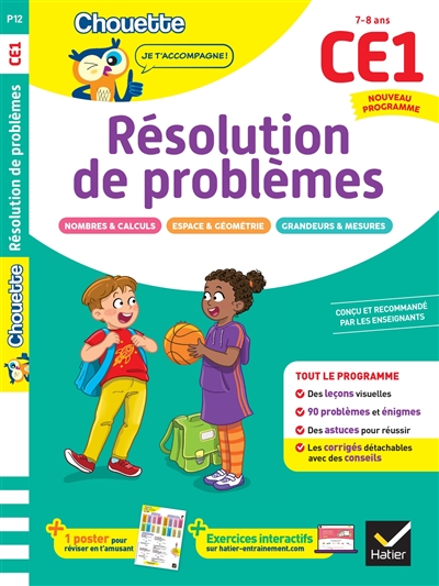 Résolution de problèmes CE1, 7-8 ans : leçons et exercices corrigés : cahier de soutien, nouveau programme