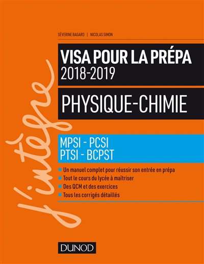 Physique chimie, visa pour la prépa : MPSI, PCSI, PTSI, BCPST