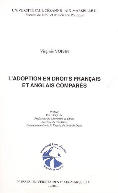 L'adoption en droits français et anglais comparés