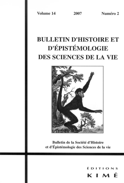 Bulletin d'histoire et d'épistémologie des sciences de la vie, n° 14-2. Perspectives historiques et philosophiques sur les études en primatologie dans la seconde moitié du XXe siècle