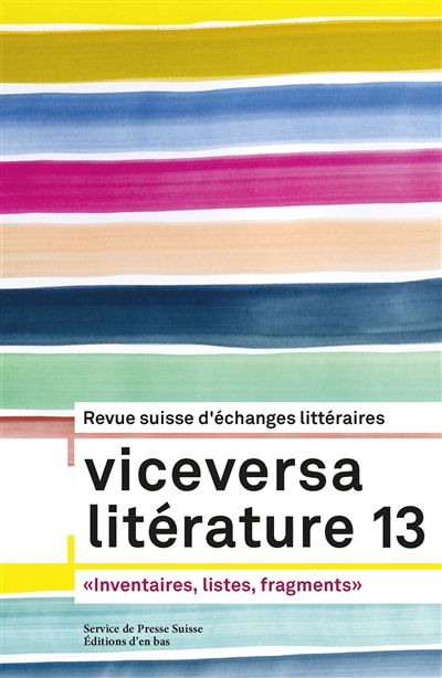 Viceversa, n° 13. Listes, inventaires, fragments
