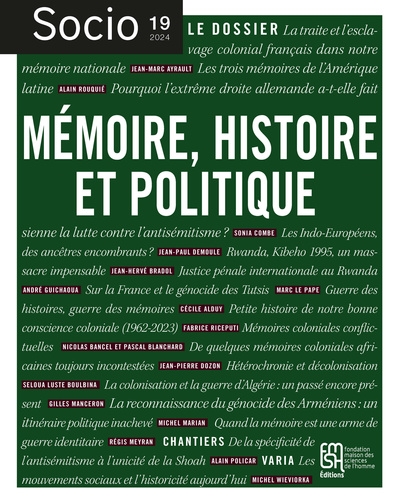 Socio, n° 19. Mémoire,...