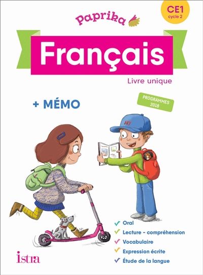 Paprika, français CE1, cycle 2 : livre unique + mémo : programmes 2018