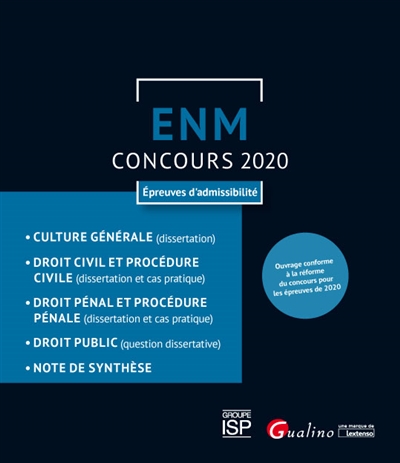 ENM, concours 2020 : épreuves d'admissibilité