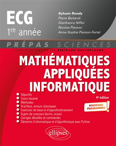 Mathématiques appliquées informatique, ECG 1re année : nouveaux programmes