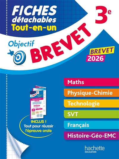 Fiches détachables tout-en-un 3e : brevet 2026