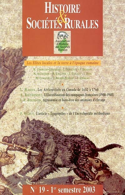 Histoire & sociétés rurales, n° 19. Les élites locales et la terre à l'époque romaine