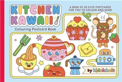 Kitchen Kawaii Colouring Postcard Book 20 cute postcards for you to colour and send