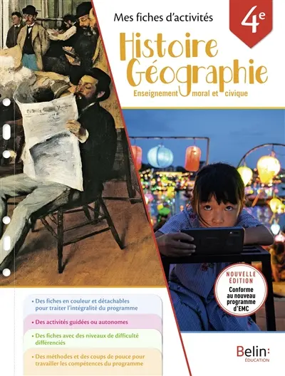 Histoire géographie, enseignement moral et civique 4e : mes fiches d'activités