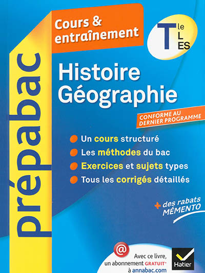 Histoire géographie, terminale L, ES : cours & entraînement