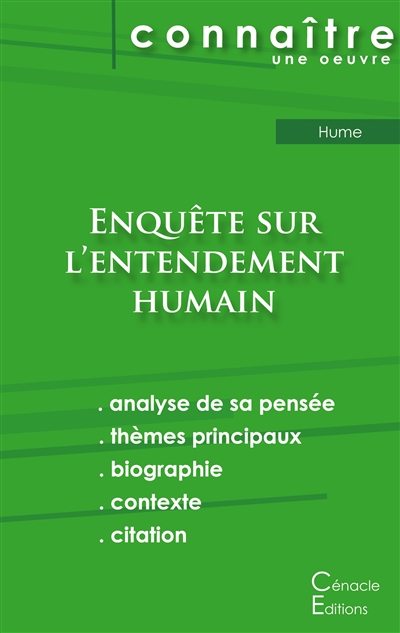 Fiche de lecture Enquête sur l'entendement humain de David Hume (analyse littéraire de référence et résumé complet)