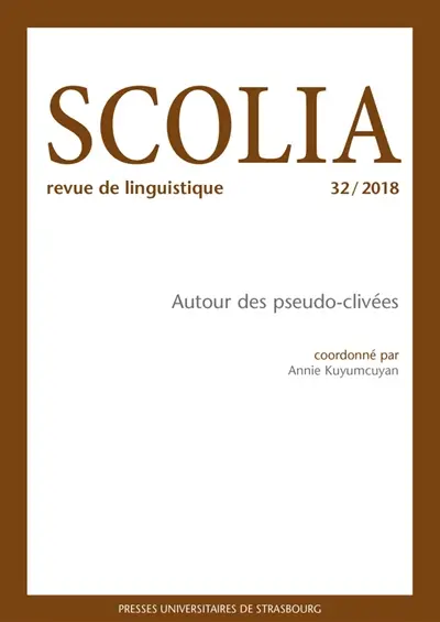 Scolia, n° 32. Autour des pseudo-clivées
