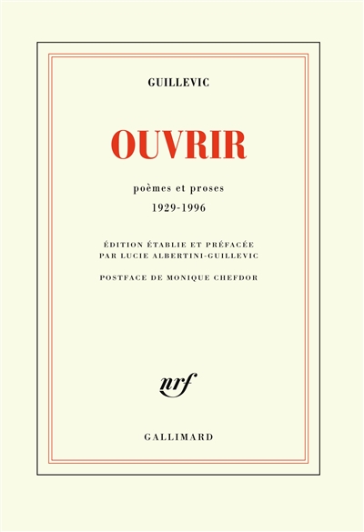 Ouvrir : poèmes et proses : 1929-1996