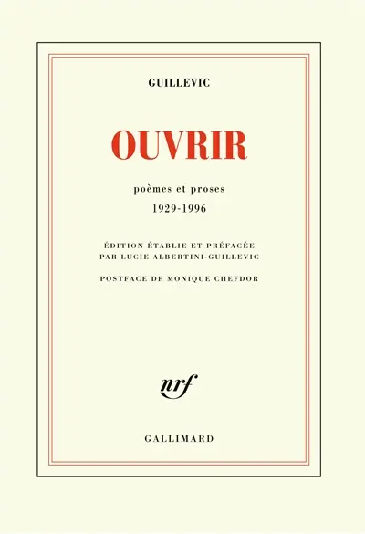 Ouvrir : poèmes et proses : 1929-1996