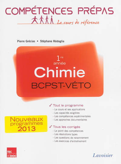 Chimie BCPST-Véto : 1re année : nouveaux programmes 2013