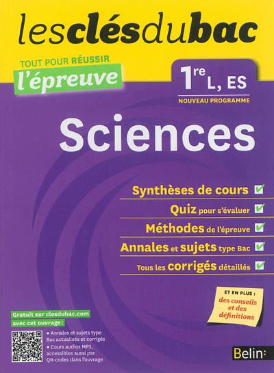 Sciences 1re L, ES : nouveau programme
