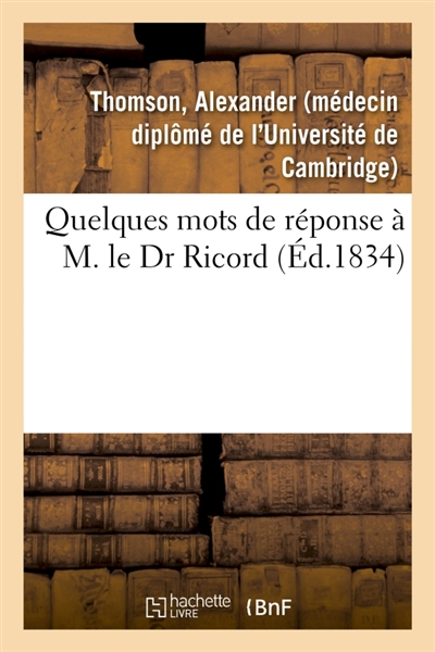 Quelques mots de réponse à...