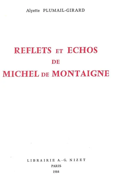 Reflets et échos de Michel de Montaigne