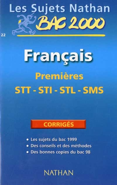 Français, premières STT, STI, STL, SMS : bac 2000