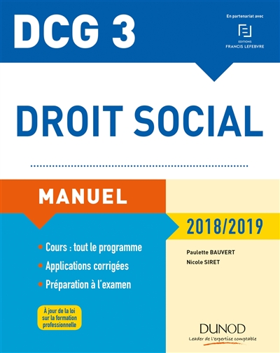 Droit social, DCG 3 : manuel : 2018-2019