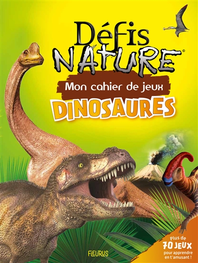 Dinosaures : mon cahier de jeux : plus de 70 jeux pour apprendre en t'amusant !