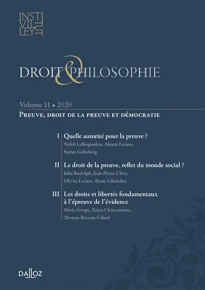 Droit & philosophie : annuaire de l'Institut Michel Villey, n° 11. Preuve, droit de la preuve et démocratie