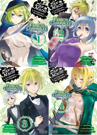 Danmachi Familia chronicle : épisode Ryû : coffret tomes 1 à 4, 2 mangas achetés, 2 mangas offerts