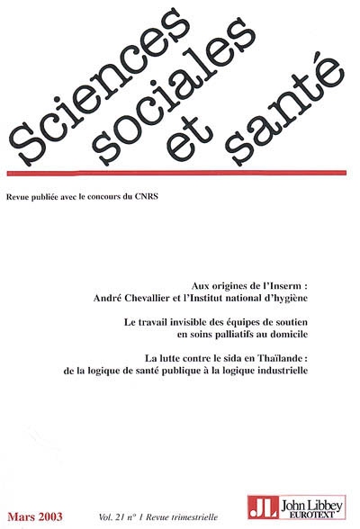 Sciences sociales et santé, n° 1 (2003)